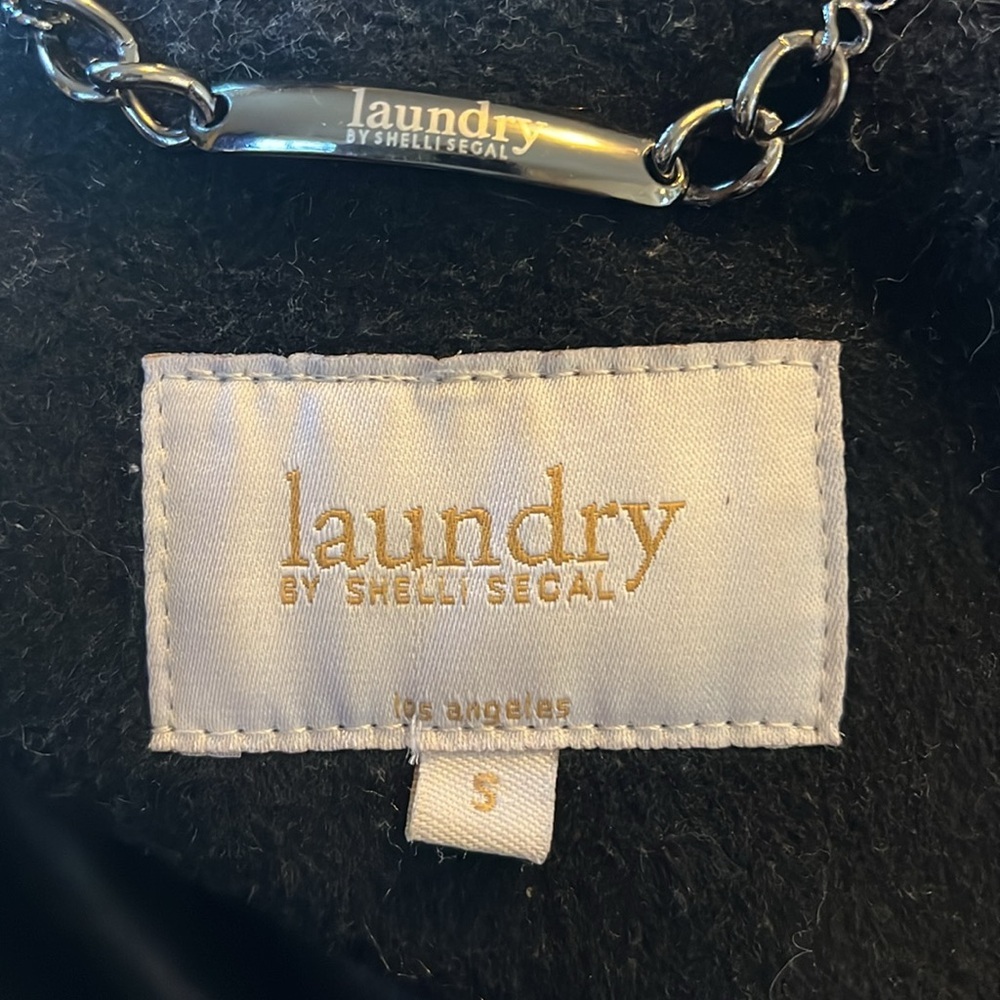 Laundry by Shelli Secal Black Wool Blend Coat w/oversized collar Size Small - Picture 12 of 15